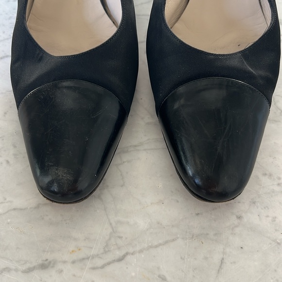 CHANEL Authentic Black Cap-Toe Slingback Heels 36.5 - Picture 9 of 9